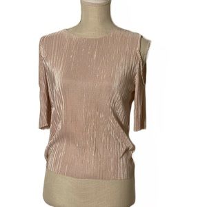 Topshop Pink Micro Pleat Cold Shoulder Top